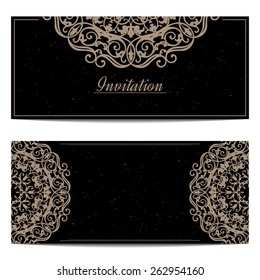 Template of vintage greeting card in eastern style with old paper texture