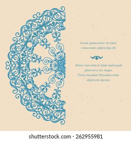 Template of vintage greeting card in eastern style with old paper texture