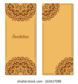 Template of vintage greeting cards in eastern style