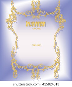 Template vintage invitation . For wedding, Banquet, celebration or statement on blue colored paper