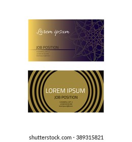 Template for visit card. Abstract element, strips and gradient. Your lettering, beige, blue and black gamma. Design for business