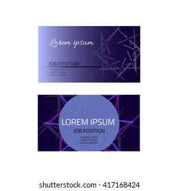 Template for visit card. Abstract  light element and gradient. Your lettering, violet  gamma. Design for business