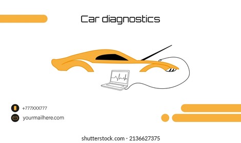 Template Of Visiting Card For Car Computer Diagnostics. Vector Illustrtation For Car Service.