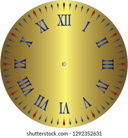 template wall clock with Roman numerals with a gold color. background can be replaced with your images. suitable for wall clock, watches, table clocks and website