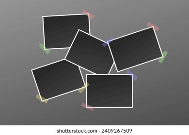 Template for a wall photos. Flat, gradient, mockup for photos on the wall, place for family photos icons. Vector icons