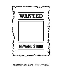 Template of wanted poster with blank frame in vector outline