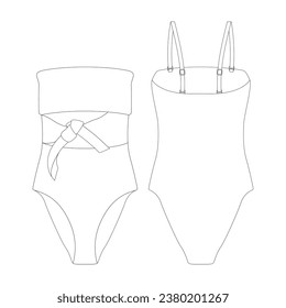 template warp strapless swimsuit vector illustration flat design outline clothing collection