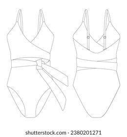 template warp swimsuit vector illustration flat design outline clothing collection