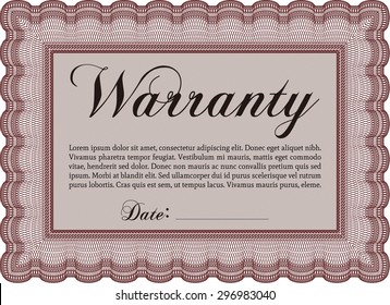 Template Warranty. With background. Perfect style. Complex frame design. 