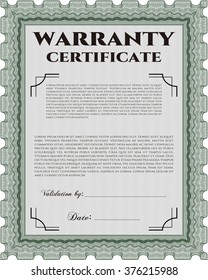 Template Warranty certificate. Border, frame. With quality background. Superior design. 