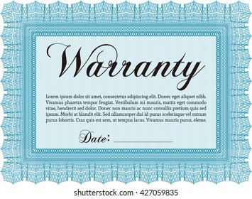 Certificado de garantía de plantilla. Borde, marco. Diseño superior. Con un fondo de calidad. 