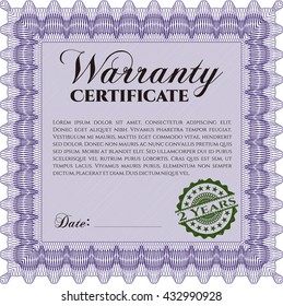 Certificado de garantía de plantilla. Borde, marco. Con un fondo de calidad. Diseño superior. 