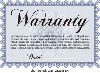 Template Warranty certificate. Complex frame. Very Customizable. With background. 
