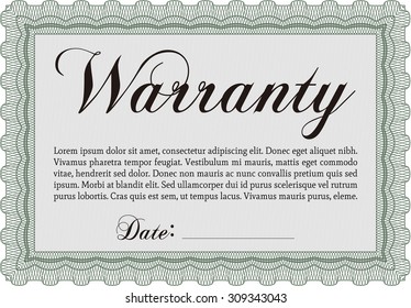 Template Warranty certificate. It includes background. Complex frame. Perfect style. 