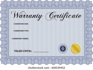 Template Warranty certificate. Perfect style. With complex background. Complex border. 
