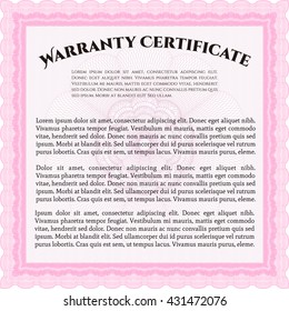 Template Warranty certificate. With quality background. Border, frame. Superior design. 