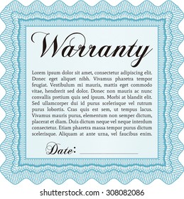 Template Warranty certificate. With sample text. Vector illustration. With sample text. 