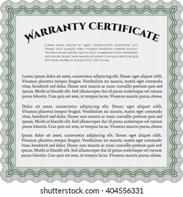 Template Warranty certificate. Superior design. With quality background. Border, frame. 