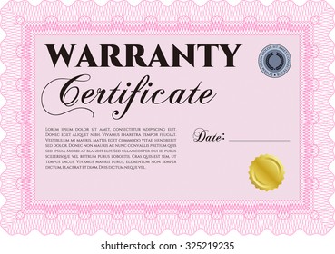 Template Warranty. Complex frame. Vector illustration. Easy to print. 