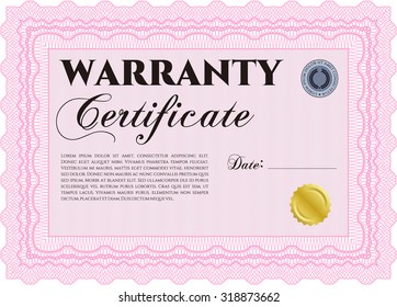 Template Warranty. With sample text. With background. Retro design. 