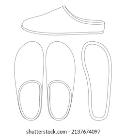 Template washable slippers vector illustration flat design outline clothing collection