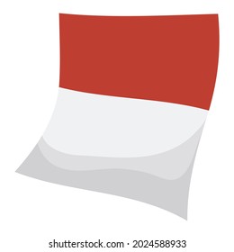 Template with waving loose-leaf calendar page, isolated over white background.