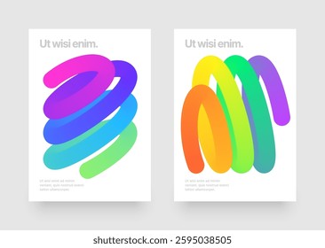 Template with wavy gradient shapes for events, companies or business. Colorful squiggles gradient lines design for flyer, poster, cover, banner or background.