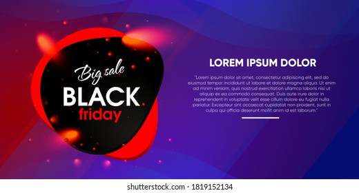 Template web banner Black friday. Abstract Blue and red colors gradient.