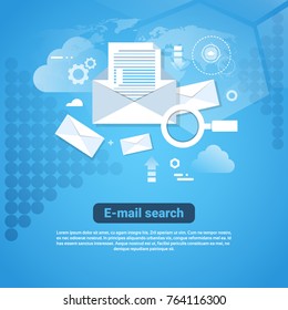 Template Web Banner With Copy Space Email Search Concept Flat Vector Illustration