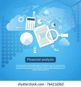 Template Web Banner With Copy Space Financial Analysis Concept Flat Vector Illustration