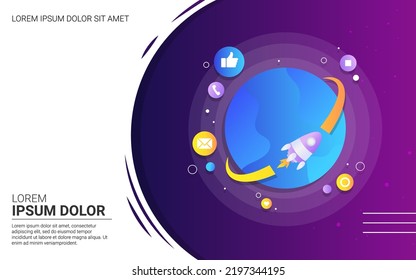 template web banner modern design gradient stylish social media world. Vector illustration