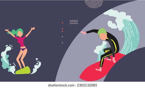 web de plantilla o banner para realizar clases privadas con un surfista en acción