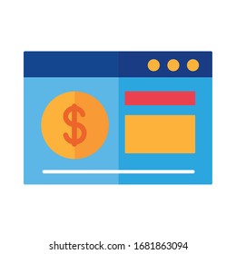 Vorlagenweb mit Münzgeld-Zahlungs-Online-Vektorillustration-Design