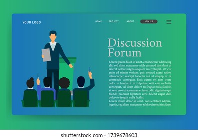 template web design landing page home discussion vector blue editable easy