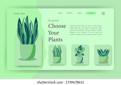 template web design landing page home plants vector go green editable easy