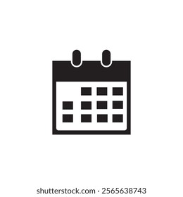 Template web icon calendar for mobile app. Calendar icon, black and white symbol. Calendar pictogram, logo. Vector illustration. EPS 10