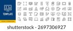 Template web icons in line style. Blank, document, presentation, website, invoice, poster, infographic. Editable stroke. Vector illustration.	