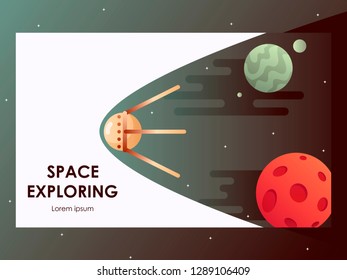 template web page. satellite. science. vector illustration. planets