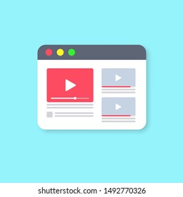 Template web page with video player. Social media concept. Vector illustration. EPS 10