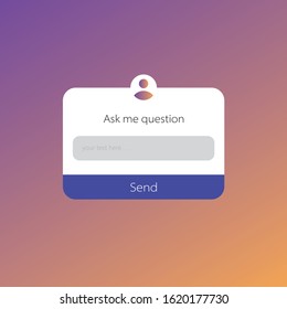 Template web windows with ask questions. Mockups ask question social media. Social media concept in modern background.