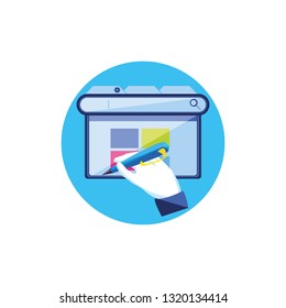 template webpage with hand icon