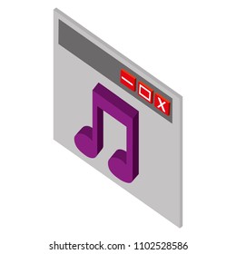 template webpage with music note isometric icon
