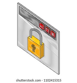 template webpage with padlock isometric icon
