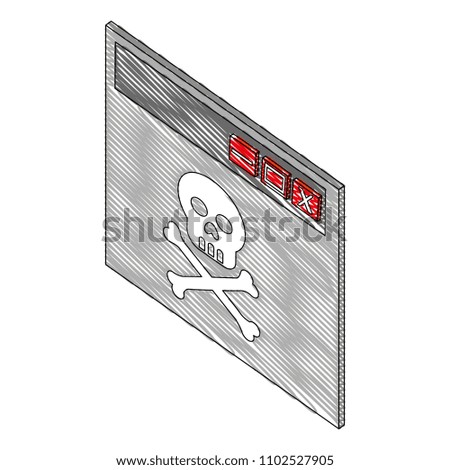 template webpage with skull isometric icon