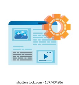 template webpage window with gear vector illustration design