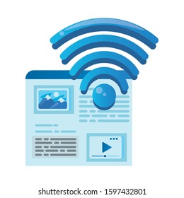 template webpage window with wifi signal vector illustration design