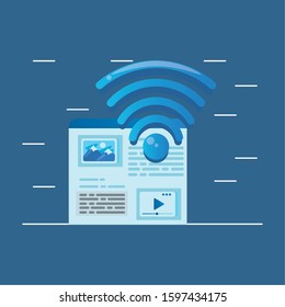 template webpage window with wifi signal vector illustration design