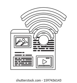 template webpage window with wifi signal vector illustration design