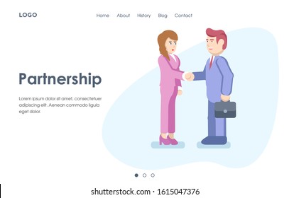 The template of the website. The concept of partnership, the success of the business. Vector illustration for developing websites and mobile sites.