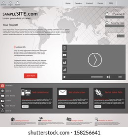 Template for website, eps10 vector with video player 